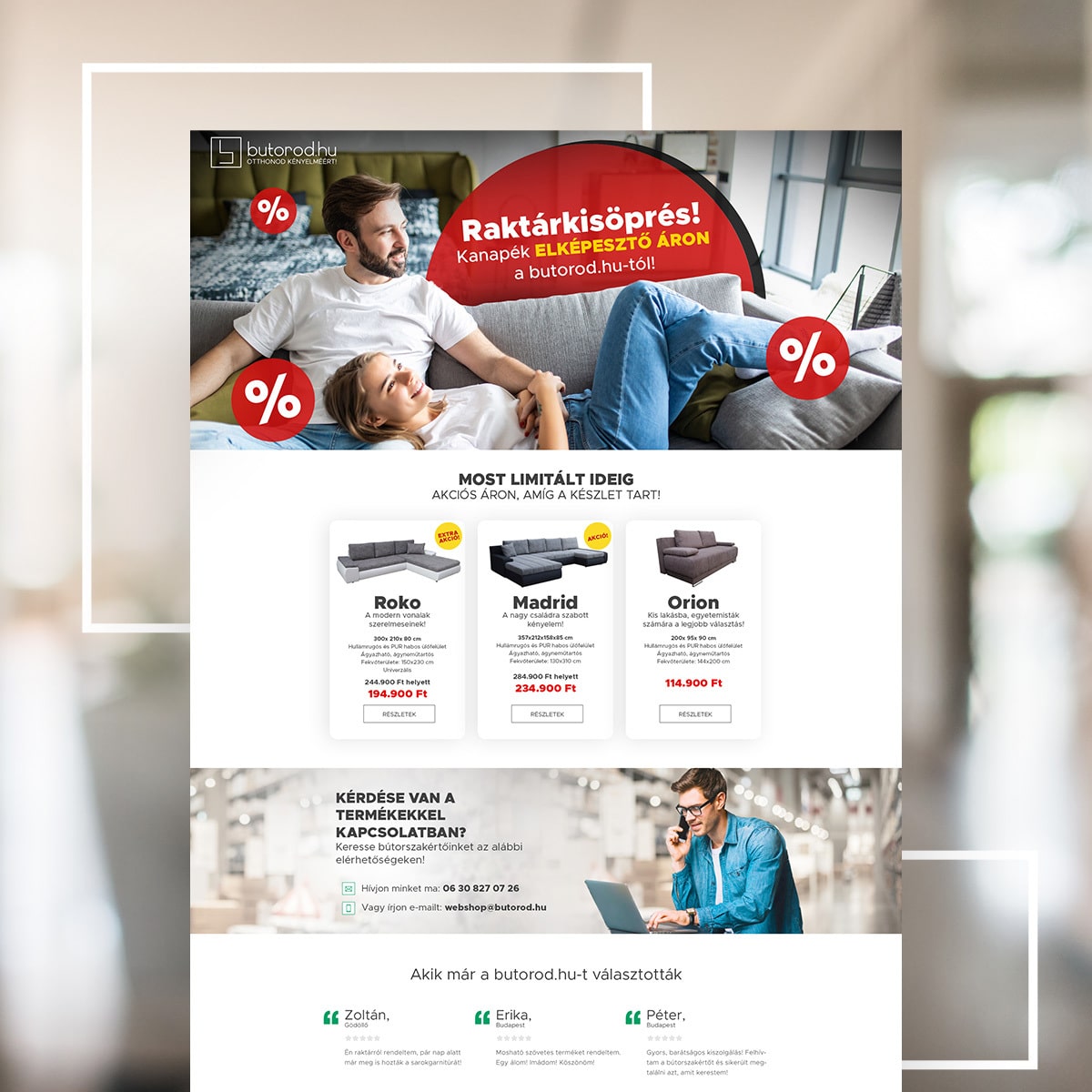 Egyedi “landoló” weboldalak speciális kampányokhoz